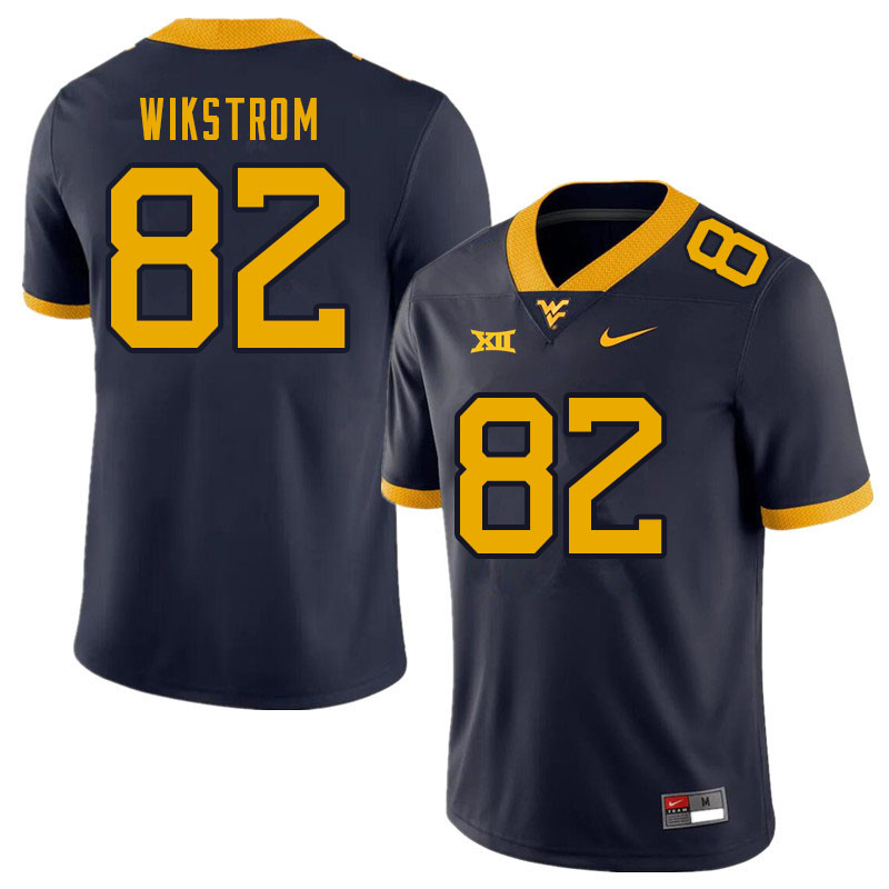 NCAA Men's Victor Wikstrom West Virginia Mountaineers Navy #82 Nike Stitched Football College Authentic Jersey LZ23O81TW